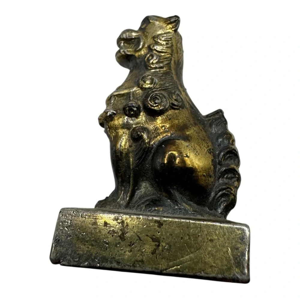 Vintage 2” Brass Foo Dog‎ Figurine – Chinese Guardian Lion Miniature - Picture 5 of 7